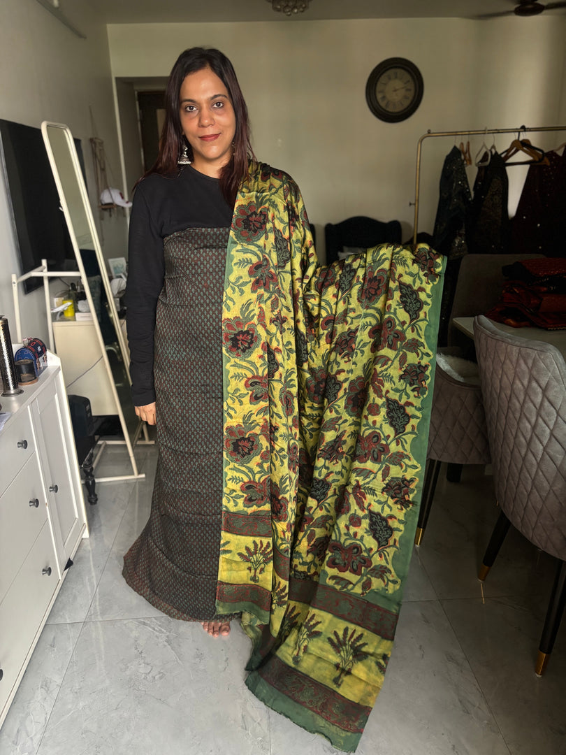 Pure vanaspathi handblocked modal silk 2 piece suit