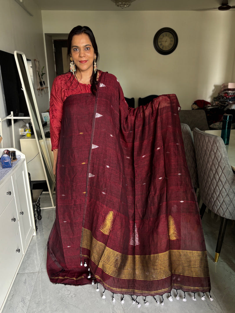 Linen handwoven jamdani top and dupatta 2 piece set