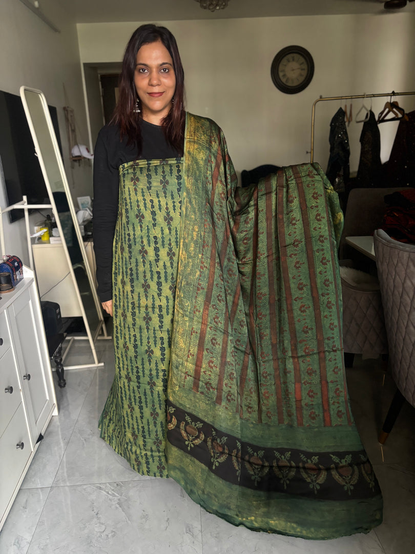 Pure vanaspathi handblocked modal silk 2 piece suit