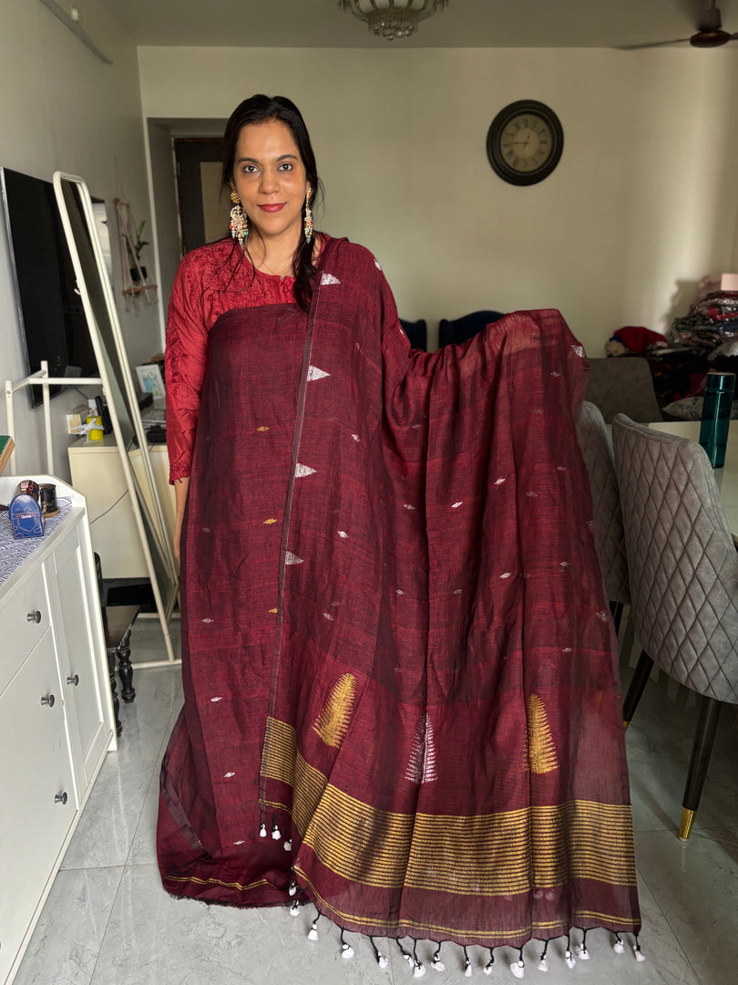 Linen handwoven jamdani top and dupatta 2 piece set
