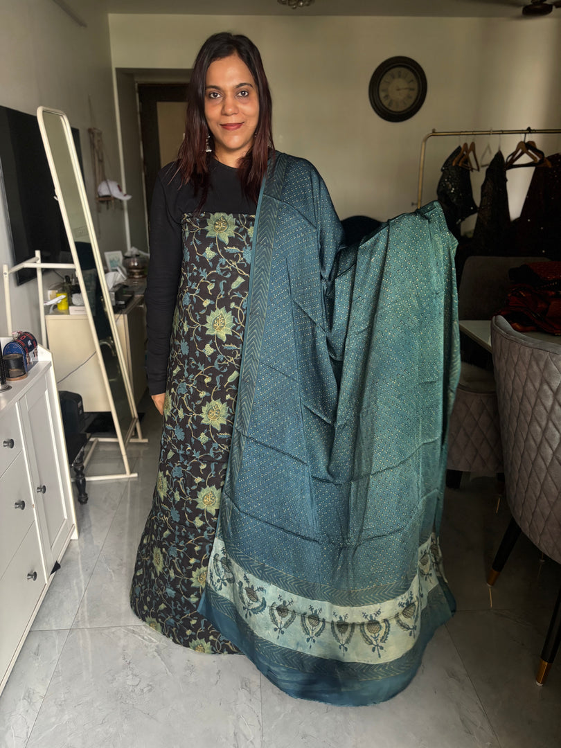 Pure vanaspathi handblocked modal silk 2 piece suit