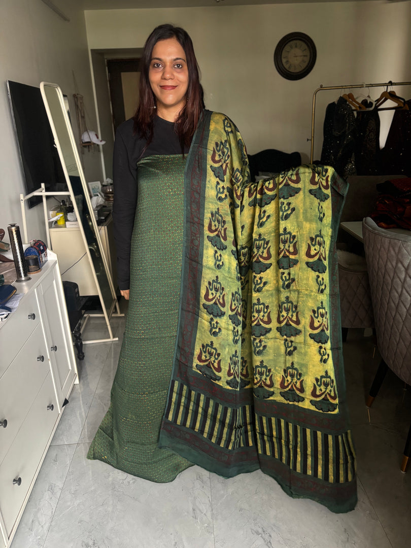 Pure vanaspathi handblocked modal silk 2 piece suit