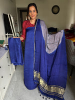 Load image into Gallery viewer, Plain modal silk top and bottom with modal silk shibori dupatta with tissue pallu and tazzels 3 piece set
