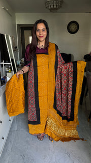 Modal silk ajrakh bandhej suit 3 piece set