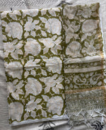Load image into Gallery viewer, Pure cotton handblock 5 m fabric with Kota Doria dupatta
