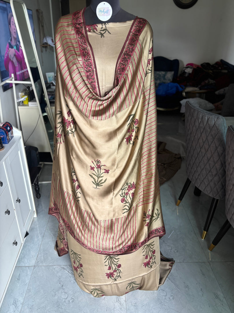 Handblock chikku shade modal cotton 3 piece set