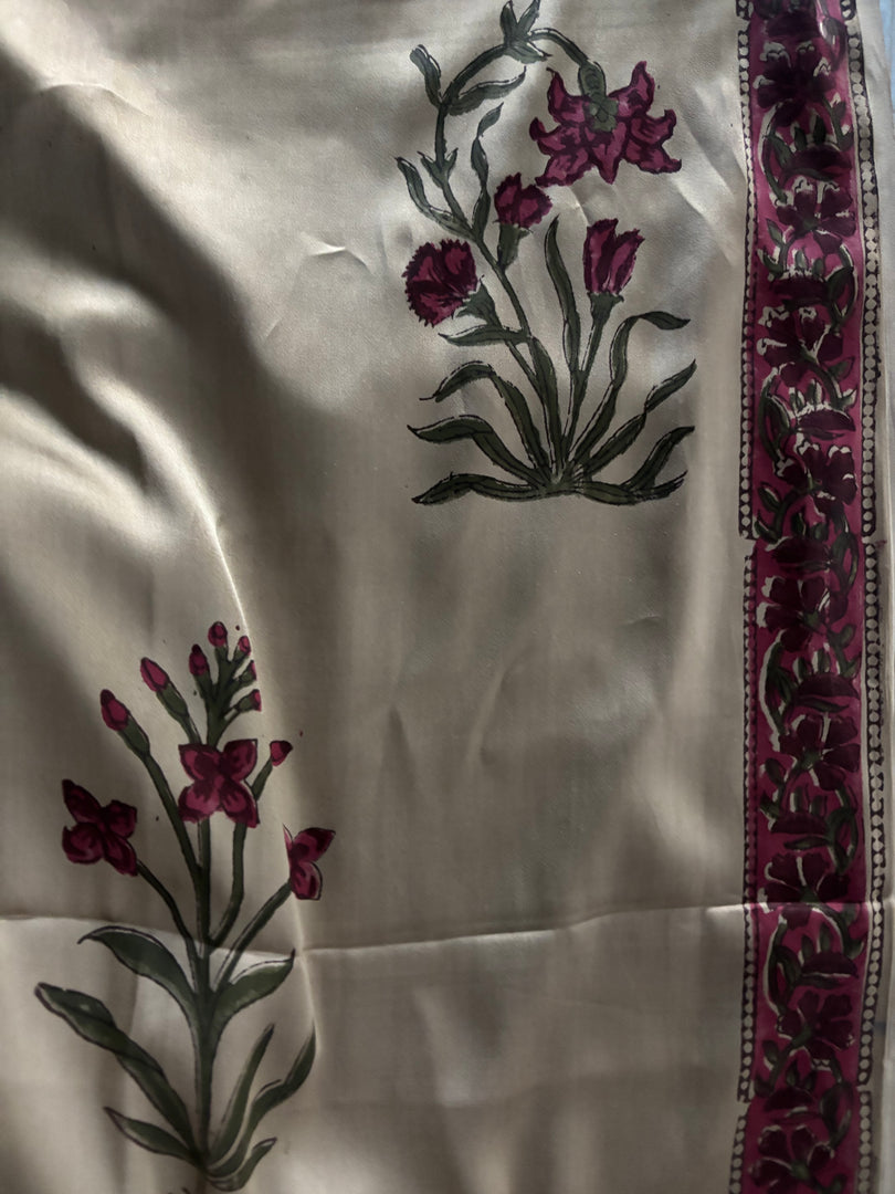 Handblock chikku shade modal cotton 3 piece set