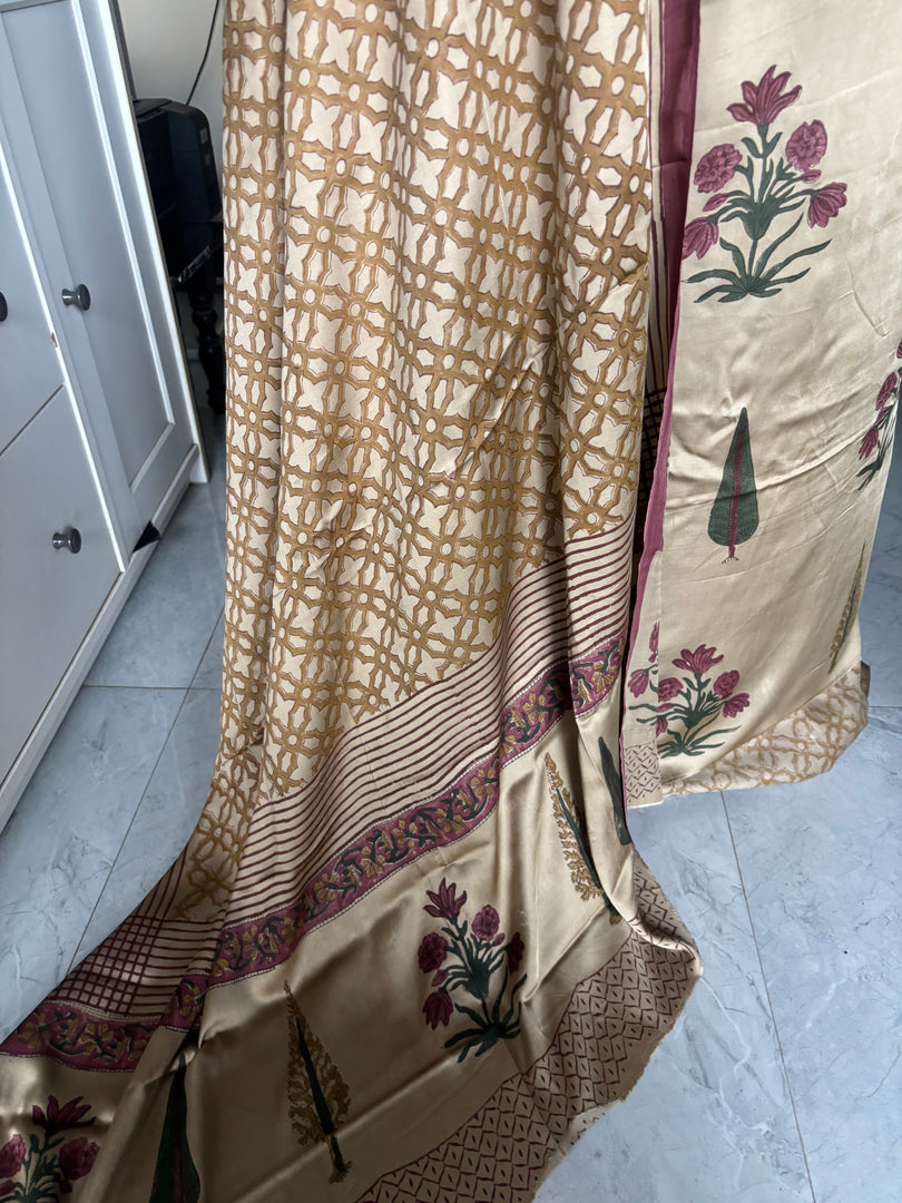 Handblock chikku shade modal cotton 3 piece set
