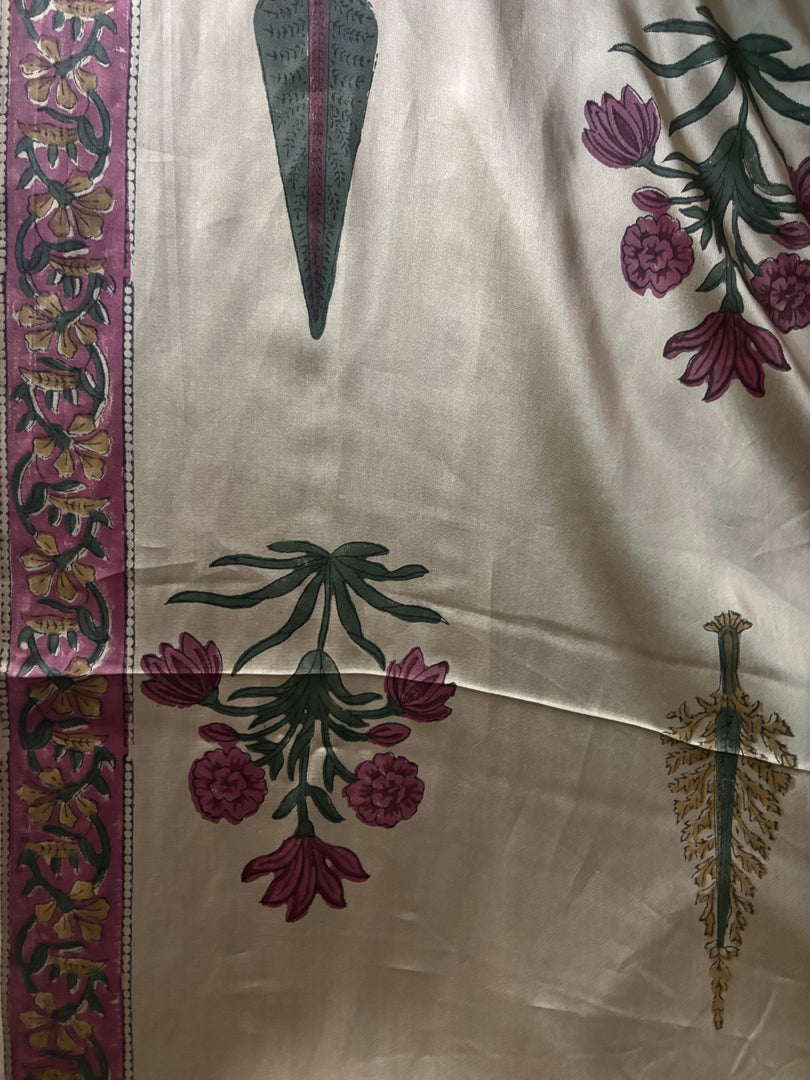 Handblock chikku shade modal cotton 3 piece set