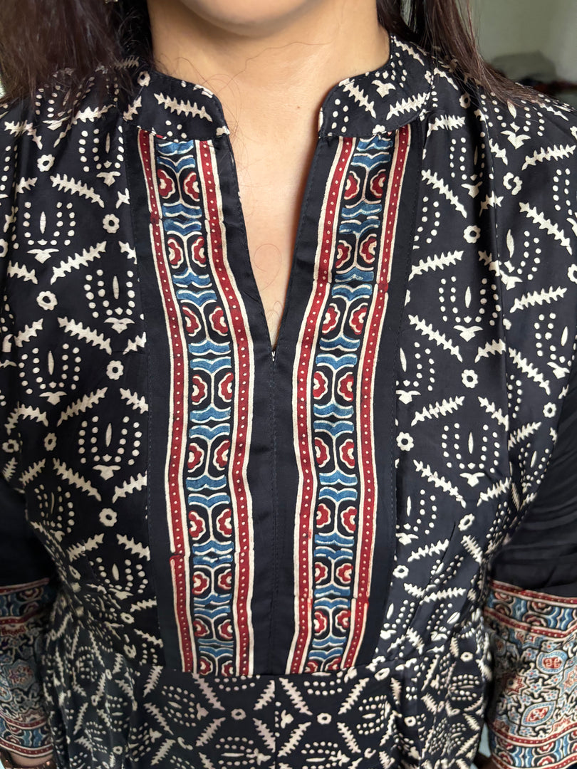 Natural dye modal silk ajrakh long dress