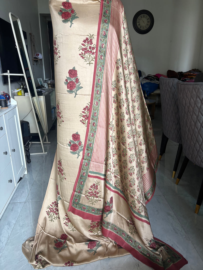 PREBOOKING open 20-25 working days to dispatch handblock chikku shade modal cotton 3 piece set