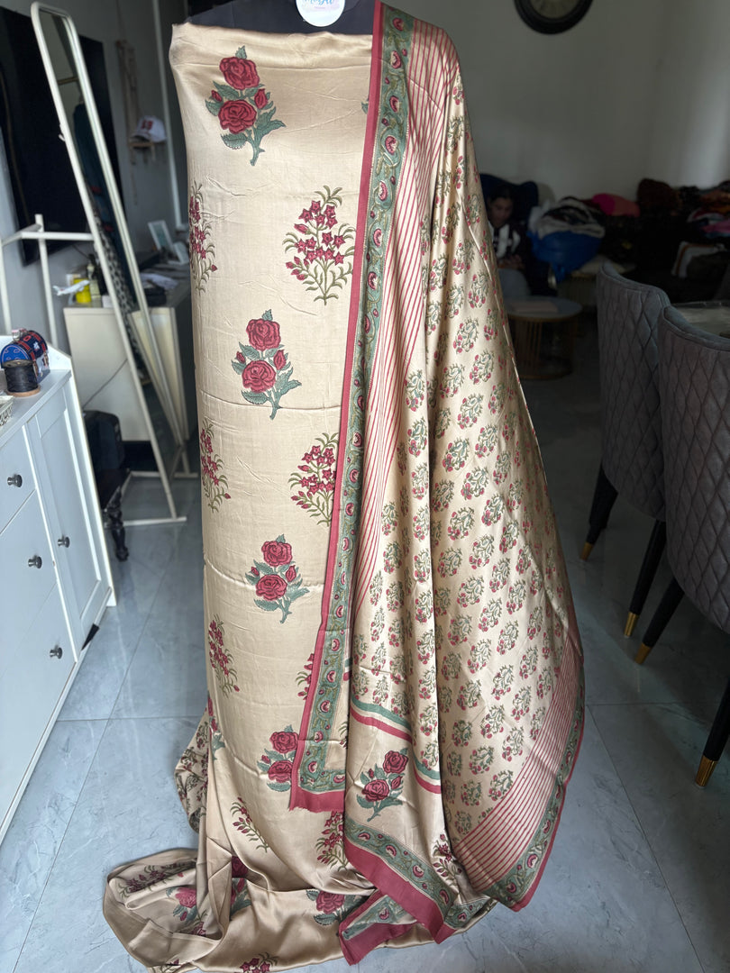PREBOOKING open 20-25 working days to dispatch handblock chikku shade modal cotton 3 piece set