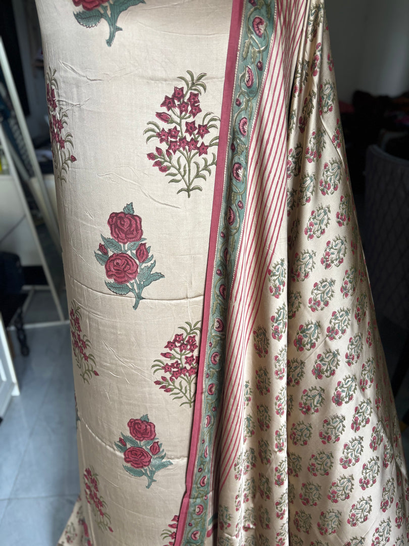 PREBOOKING open 20-25 working days to dispatch handblock chikku shade modal cotton 3 piece set