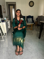 Load image into Gallery viewer, MEHZILL IN HOUSE PRODUCT PLAIN MODAL SILK KAFTAN WITH TISSUE PALLU AND LACE
