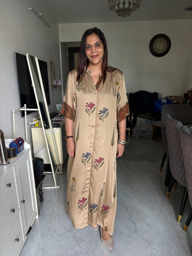 Chikku shade handblocked modal cotton shirt dress