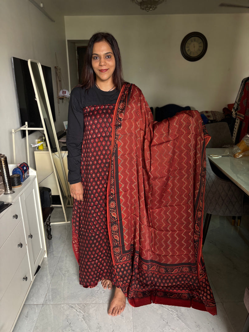 Pure vanaspathi handblocked modal silk 2 piece suit