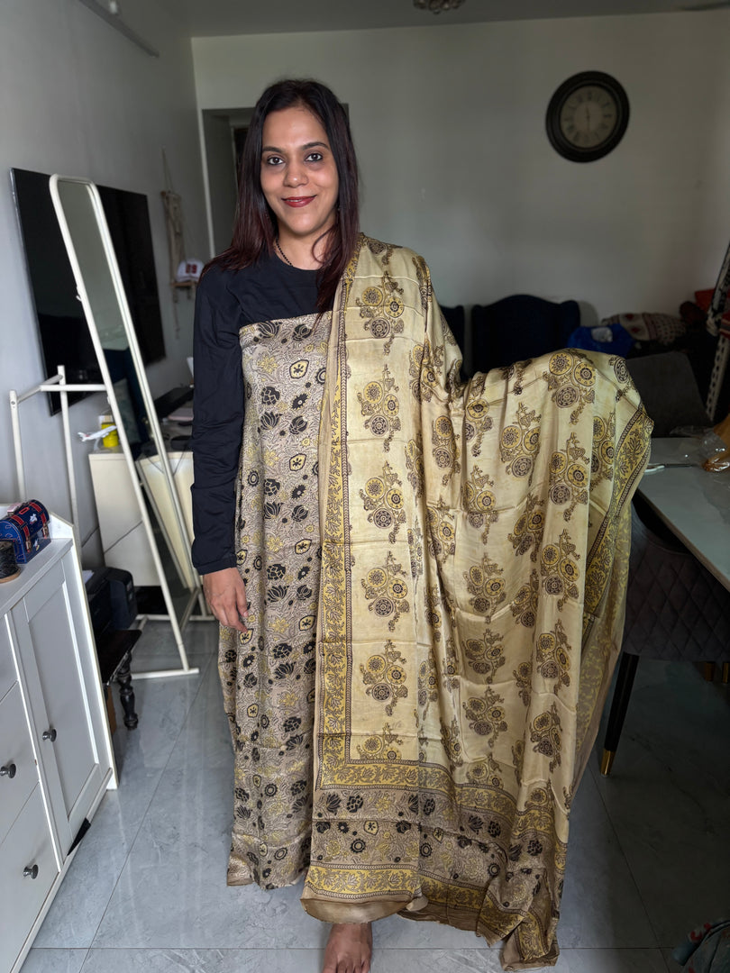Pure vanaspathi handblocked modal silk 2 piece suit
