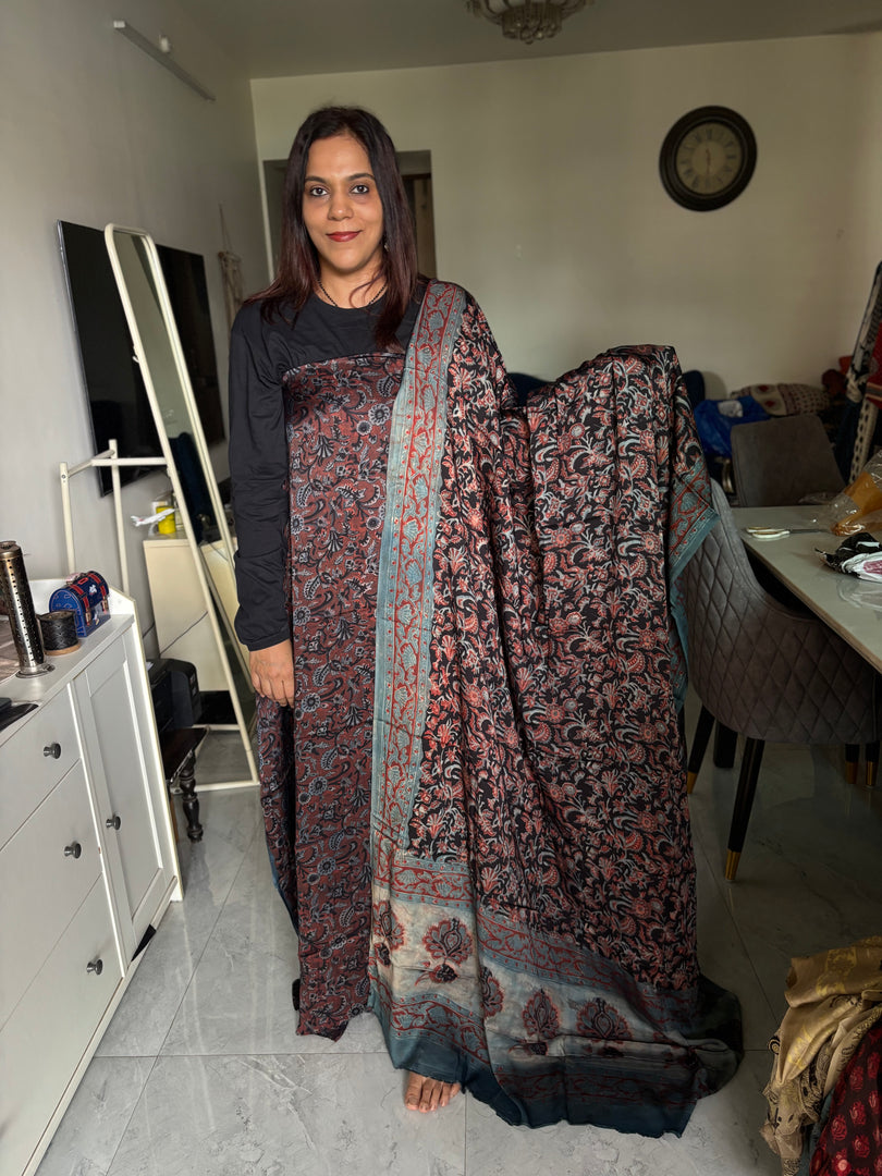 Pure vanaspathi handblocked modal silk 2 piece suit