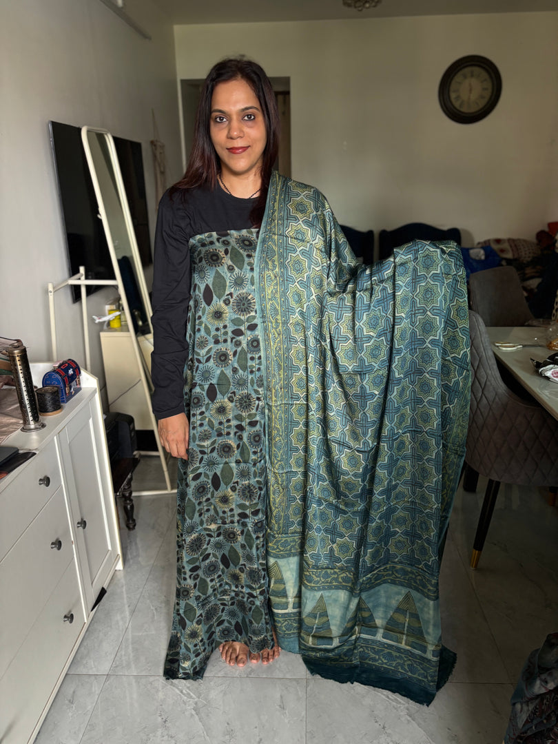 Pure vanaspathi handblocked modal silk 2 piece suit