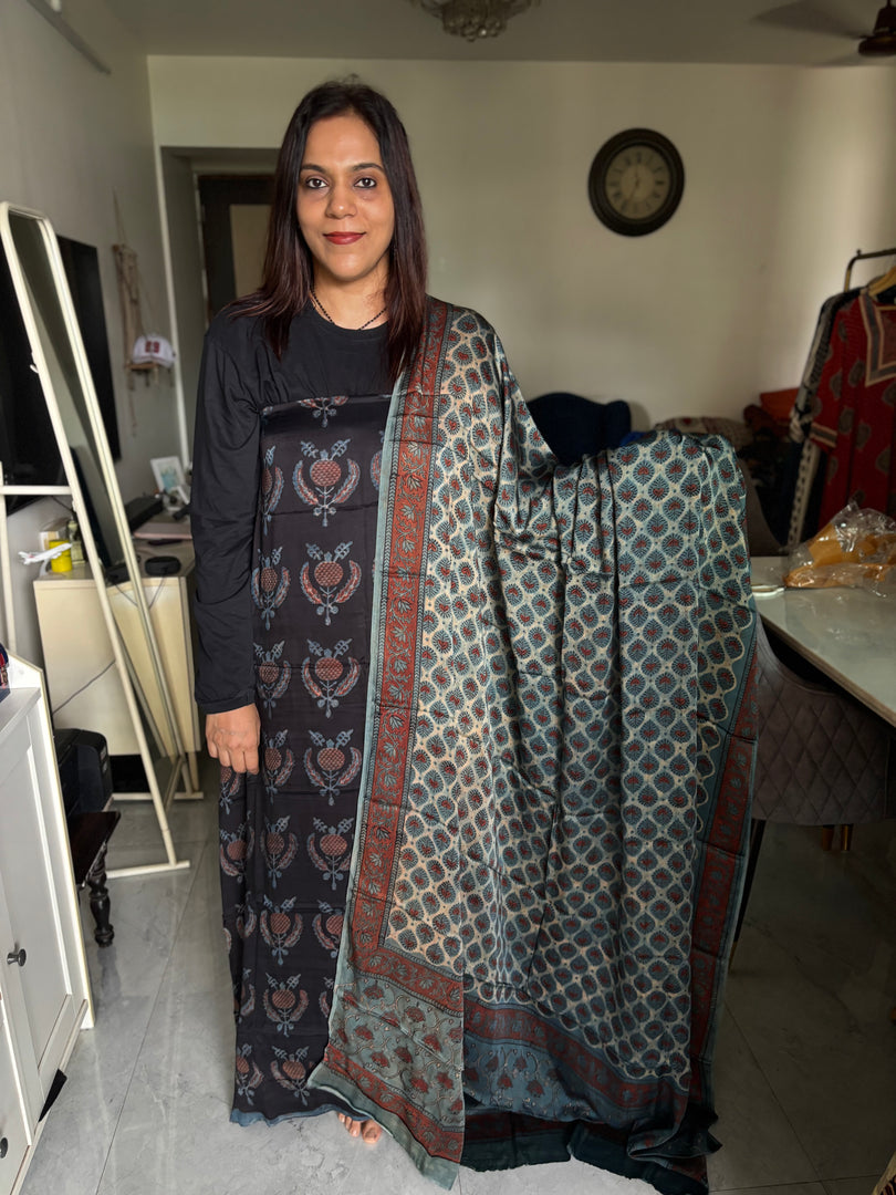 Pure vanaspathi handblocked modal silk 2 piece suit
