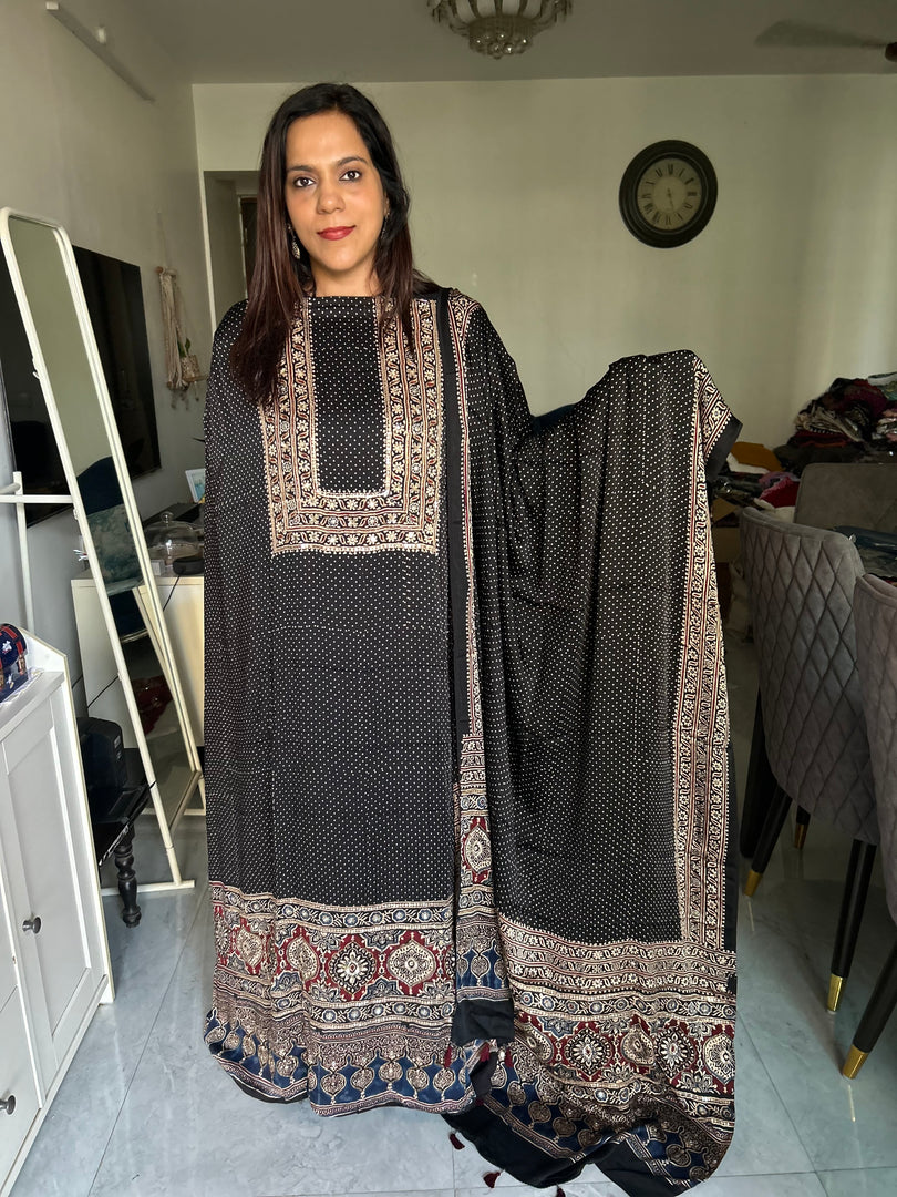 SITAARA Eid Edit 2026 Handworked Natural dye modal silk handblocked ajrakh 3 m top and dupatta 2 piece set