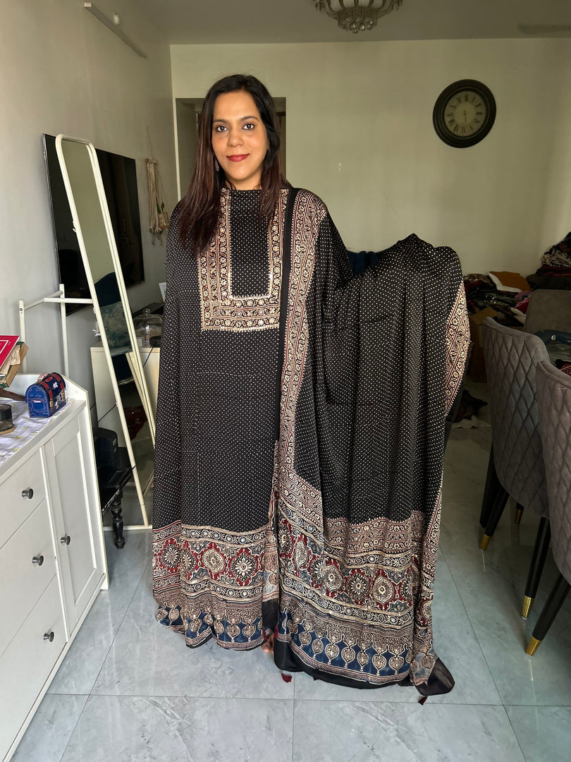 SITAARA Eid Edit 2026 Handworked Natural dye modal silk handblocked ajrakh 3 m top and dupatta 2 piece set