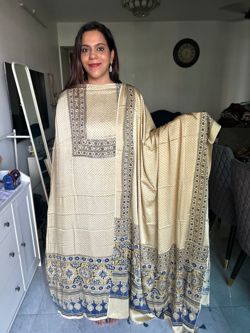 SITAARA Eid Edit 2026 Handworked Natural dye modal silk handblocked ajrakh 3 m top and dupatta 2 piece set
