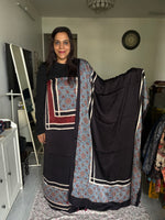 Load image into Gallery viewer, Natural Dye Ajrakh Handblock Printed Modaal silk 2  Piece suit With Very Unique Patterns MF0061
