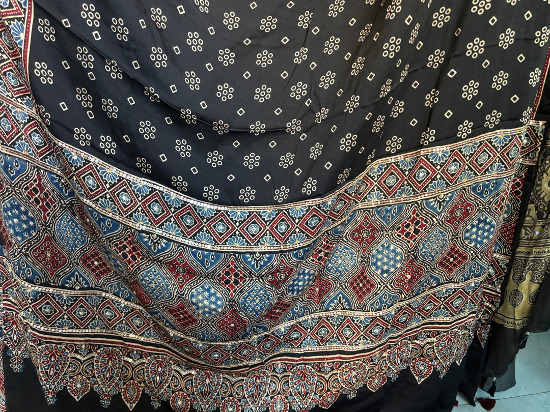 SITAARA Eid Edit 2026 Handworked Natural dye modal silk handblocked ajrakh 3 m top and dupatta 2 piece set