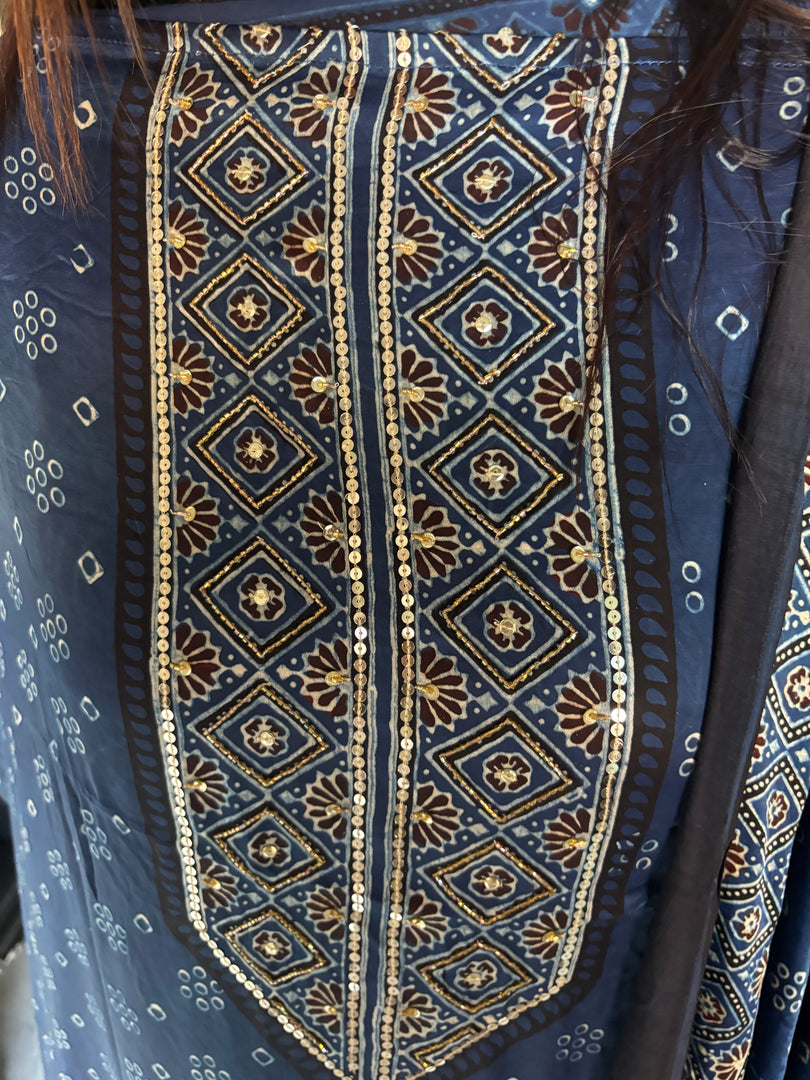 SITAARA Eid Edit 2026 Handworked Natural dye modal silk handblocked ajrakh 3 m top and dupatta 2 piece set