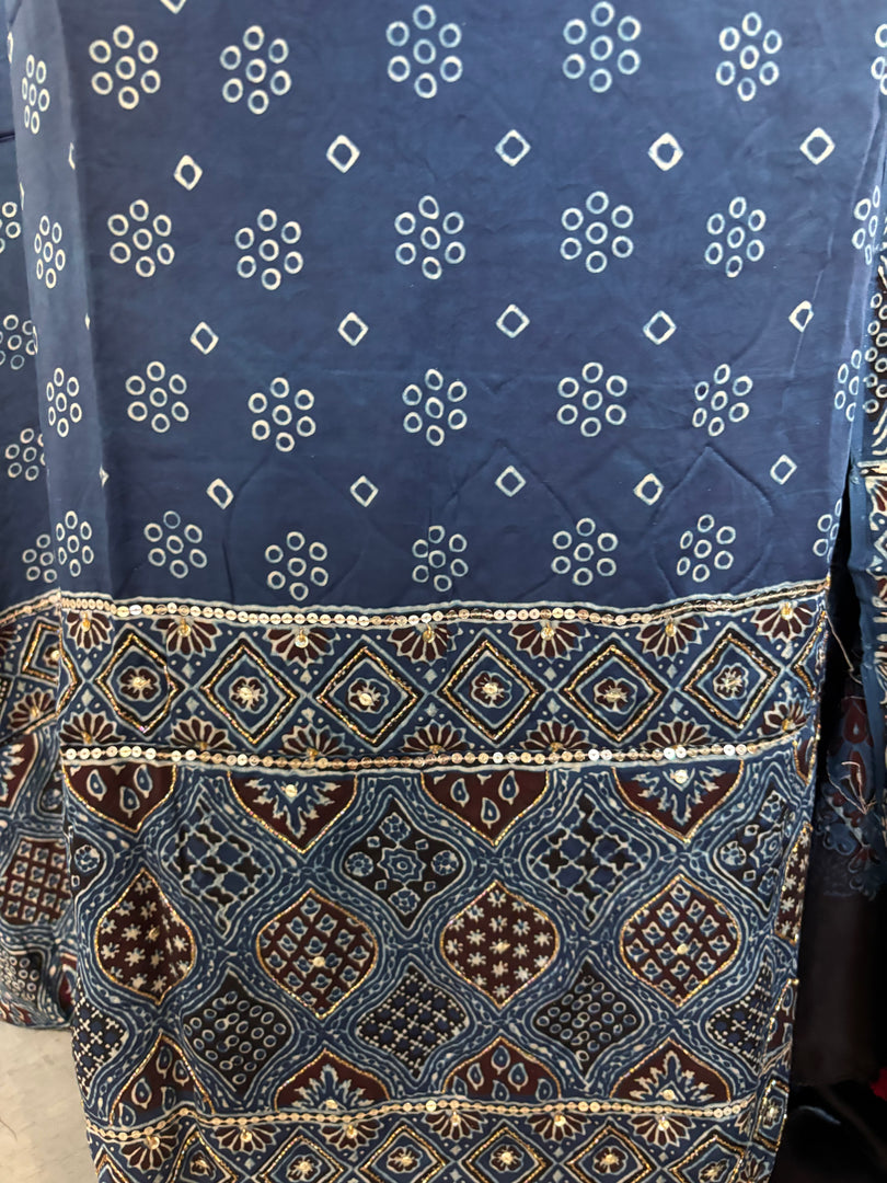 SITAARA Eid Edit 2026 Handworked Natural dye modal silk handblocked ajrakh 3 m top and dupatta 2 piece set