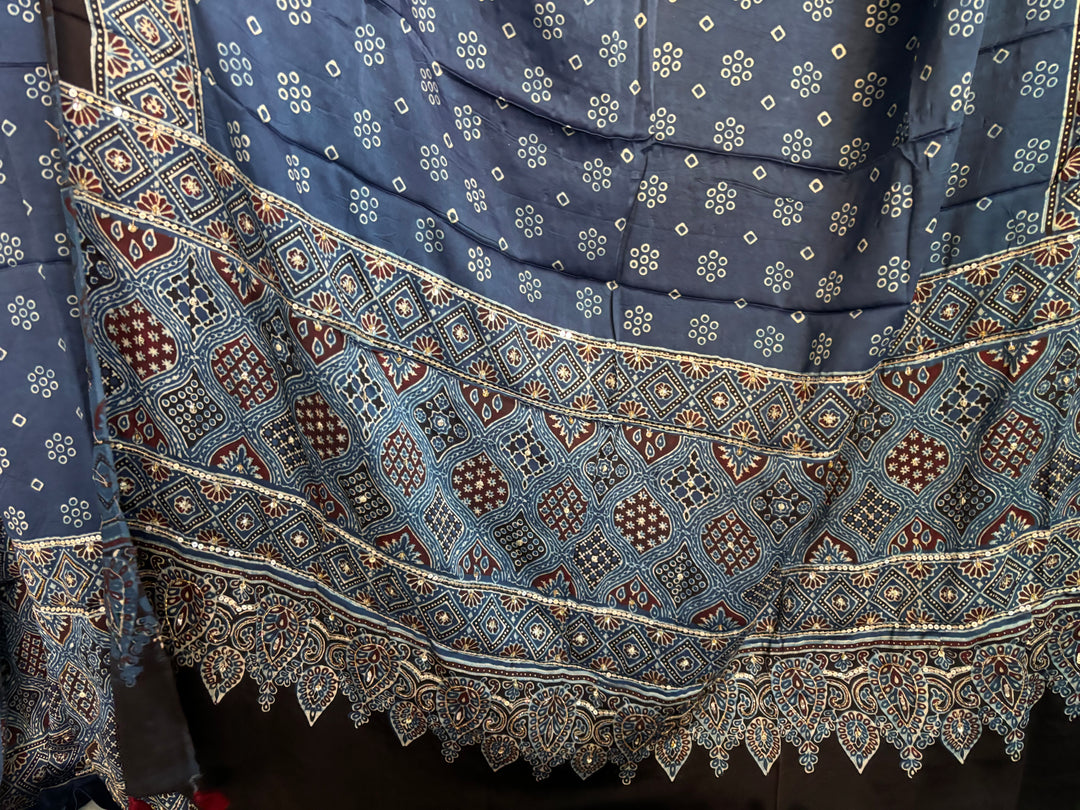 SITAARA Eid Edit 2026 Handworked Natural dye modal silk handblocked ajrakh 3 m top and dupatta 2 piece set