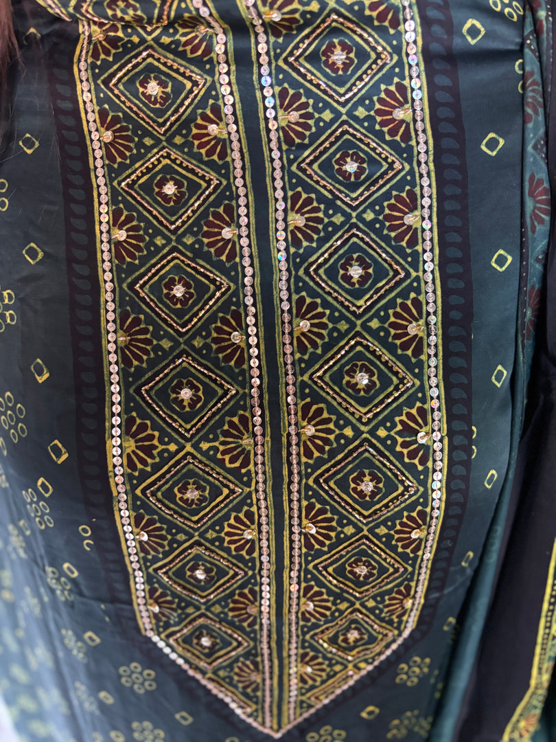 SITAARA Eid Edit 2026 Handworked Natural dye modal silk handblocked ajrakh 3 m top and dupatta 2 piece set