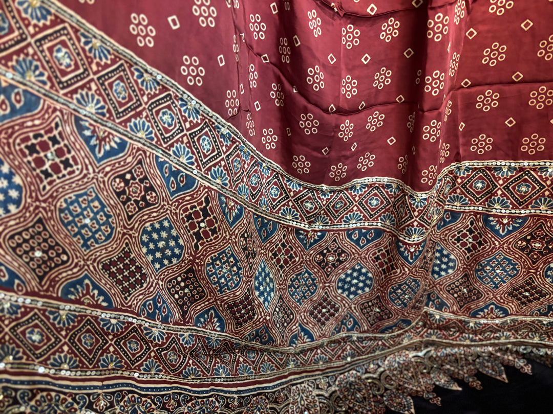 SITAARA Eid Edit 2026 Handworked Natural dye modal silk handblocked ajrakh 3 m top and dupatta 2 piece set