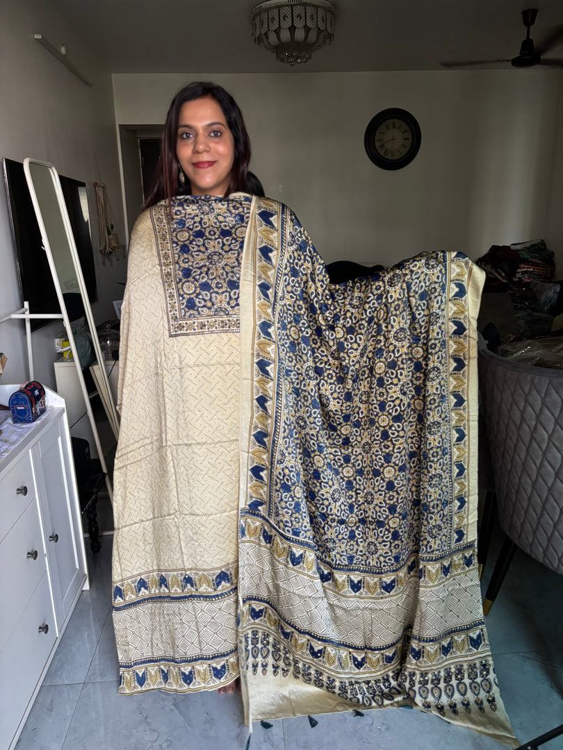 SITAARA Eid Edit 2026 Handworked Natural dye modal silk handblocked ajrakh 3 m top and dupatta 2 piece set