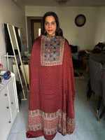Load image into Gallery viewer, SITAARA Eid Edit 2026 Handworked Natural dye modal silk handblocked ajrakh 3 m top and dupatta 2 piece set