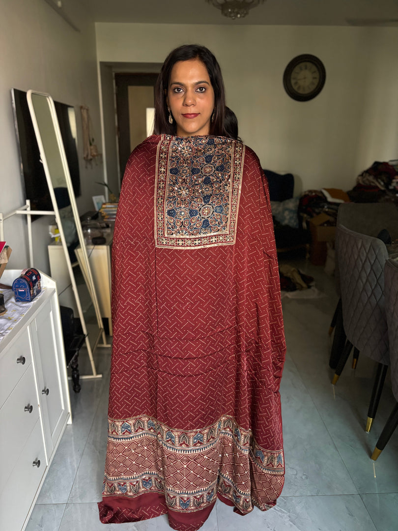 SITAARA Eid Edit 2026 Handworked Natural dye modal silk handblocked ajrakh 3 m top and dupatta 2 piece set