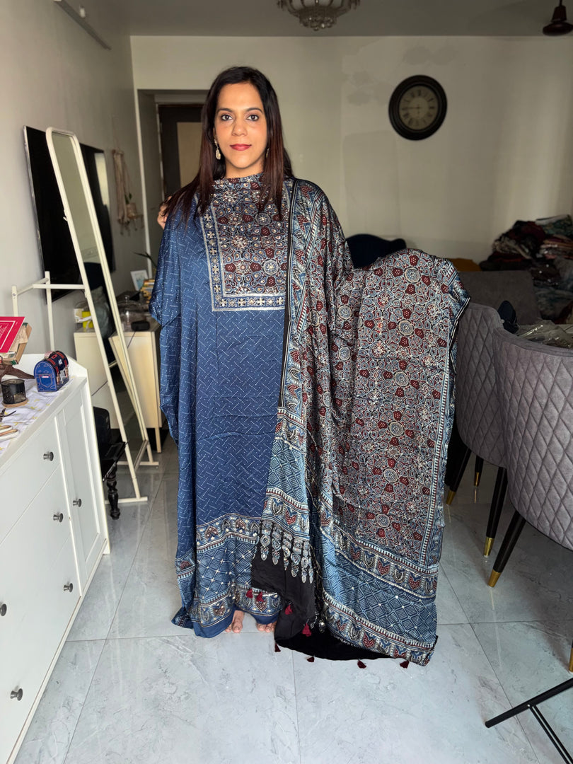 SITAARA Eid Edit 2026 Handworked Natural dye modal silk handblocked ajrakh 3 m top and dupatta 2 piece set