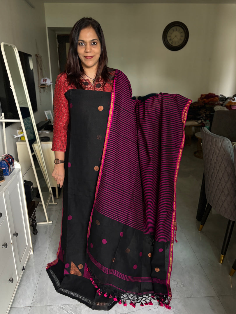 Pure linen handwoven jamdani top and dupatta 2 piece set