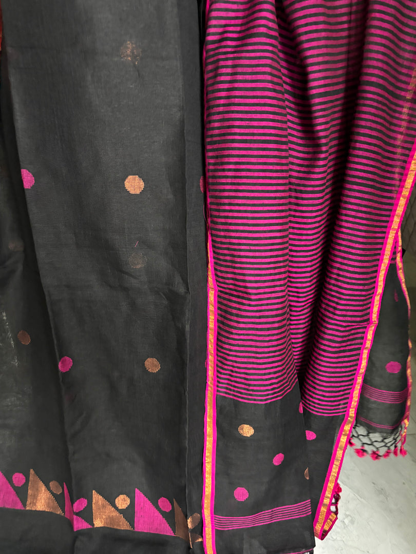 Pure linen handwoven jamdani top and dupatta 2 piece set