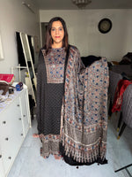Load image into Gallery viewer, SITAARA Eid Edit 2026 Handworked Natural dye modal silk handblocked ajrakh 3 m top and dupatta 2 piece set