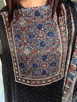 Load image into Gallery viewer, SITAARA Eid Edit 2026 Handworked Natural dye modal silk handblocked ajrakh 3 m top and dupatta 2 piece set