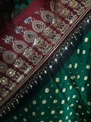 Handworked modal silk Bandhej ajrakh saree with blouse piece