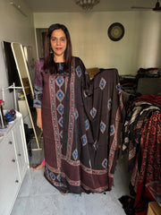 Designer style natural dye modal silk hand block ajrakh 2 piece set MF0074