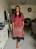 Load image into Gallery viewer, Modal silk ajrakh kaftan with tazzles
