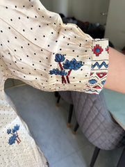 Natural dye modal silk ajrakh kaftan top with modal silk striped bottom