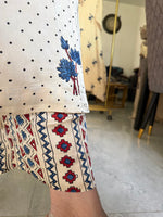 Load image into Gallery viewer, Natural dye modal silk ajrakh kaftan top with modal silk striped bottom
