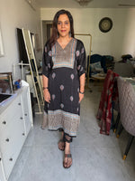 Load image into Gallery viewer, Modal silk ajrakh stitched kaftan top