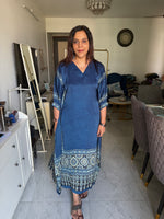 Load image into Gallery viewer, Modal silk ajrakh stitched kaftan top