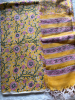 Load image into Gallery viewer, Pure cotton handblock 5 m fabric with Kota Doria dupatta
